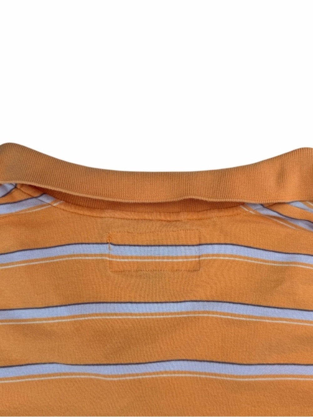 Y2K American Eagle Women’s Orange Striped Button Polo Top Size Large - Picture 9 of 10